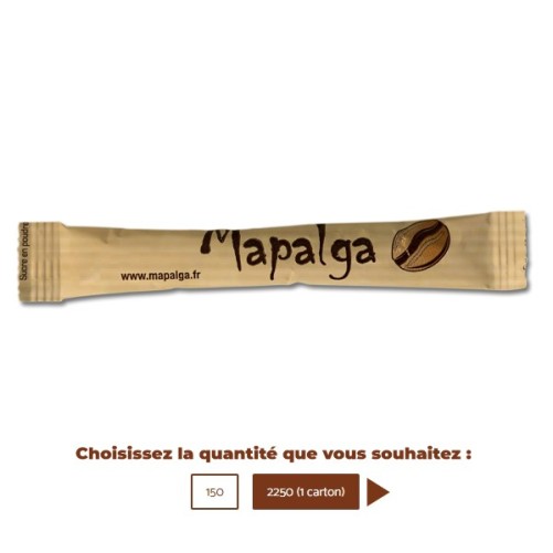 Sucre brun en sachet 3g x 150 bûchettes  ou 2250 - MAPALGA