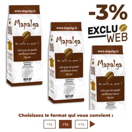 Café grain ESPRESSO GRANDE - 1 Kg - MAPALGA