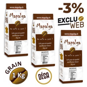 Café décaféiné 1 Kg grain MAPALGA