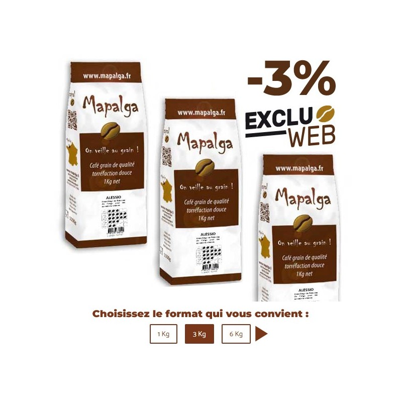Café grain 100% ROBUSTA ALESSIO - 1 Kg - MAPALGA Café grain 100% ROBUSTA ALESSIO - 1 Kg - MAPALGA