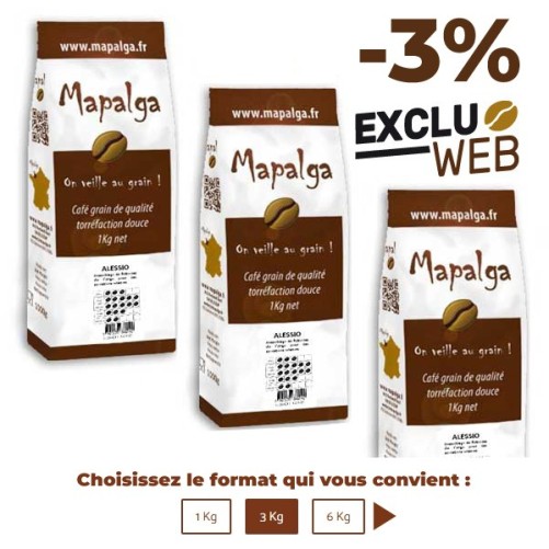 Café grain 100% ROBUSTA ALESSIO - 1 Kg - MAPALGA