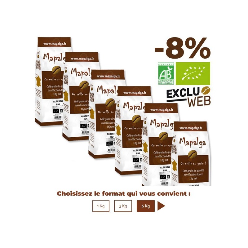 Café grain ALBERTO BIO - 1 Kg - MAPALGA