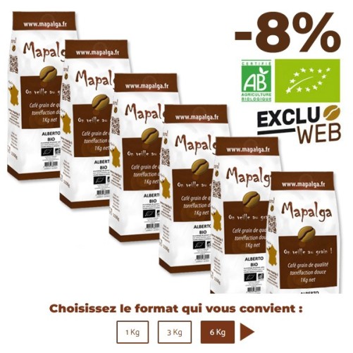Café grain ALBERTO BIO - 1 Kg - MAPALGA