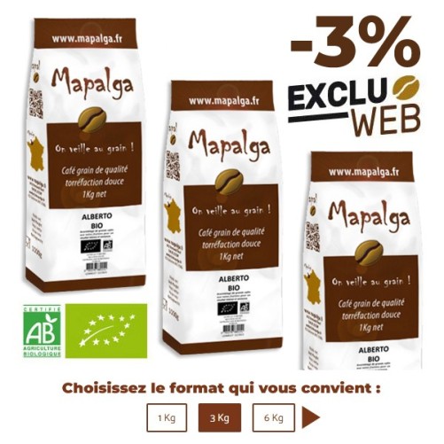 Café grain ALBERTO BIO - 1 Kg - MAPALGA