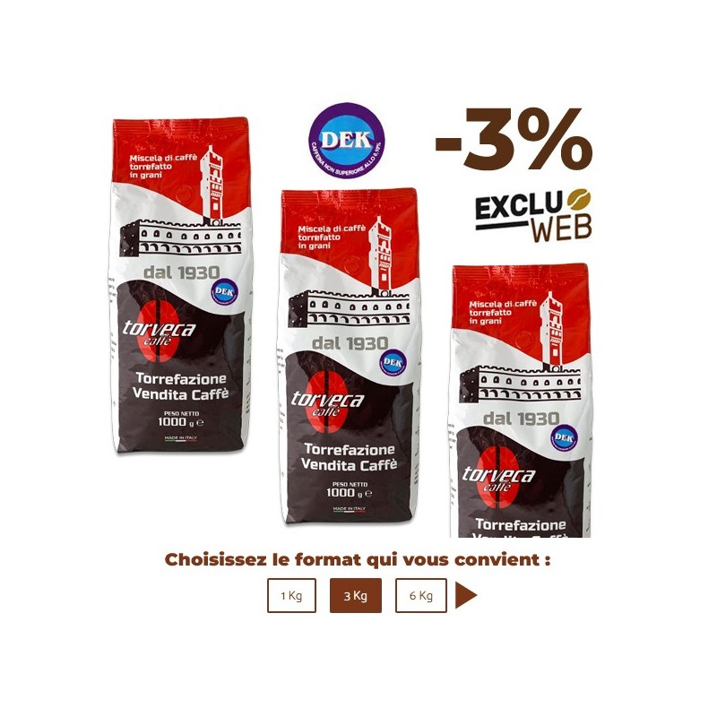 Café grain DÉCAFÉINÉ - 1 Kg - TORVECA