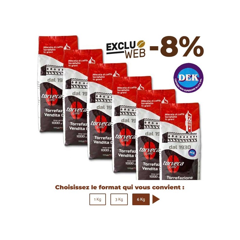 Café grain DÉCAFÉINÉ - 1 Kg - TORVECA Café grain DÉCAFÉINÉ - 1 Kg - TORVECA