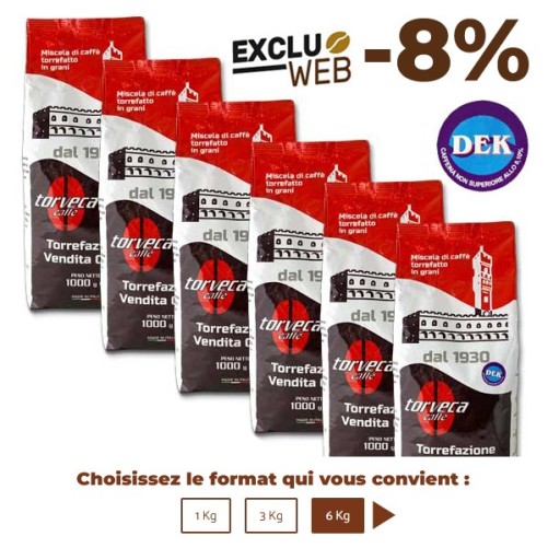 Café grain DÉCAFÉINÉ - 1 Kg - TORVECA