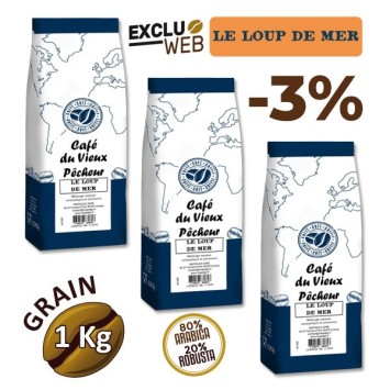 Café grain LE LOUP DE MER 1 Kg / 3 Kg / 6Kg - CAFÉ DU VIEUX PÊCHEUR