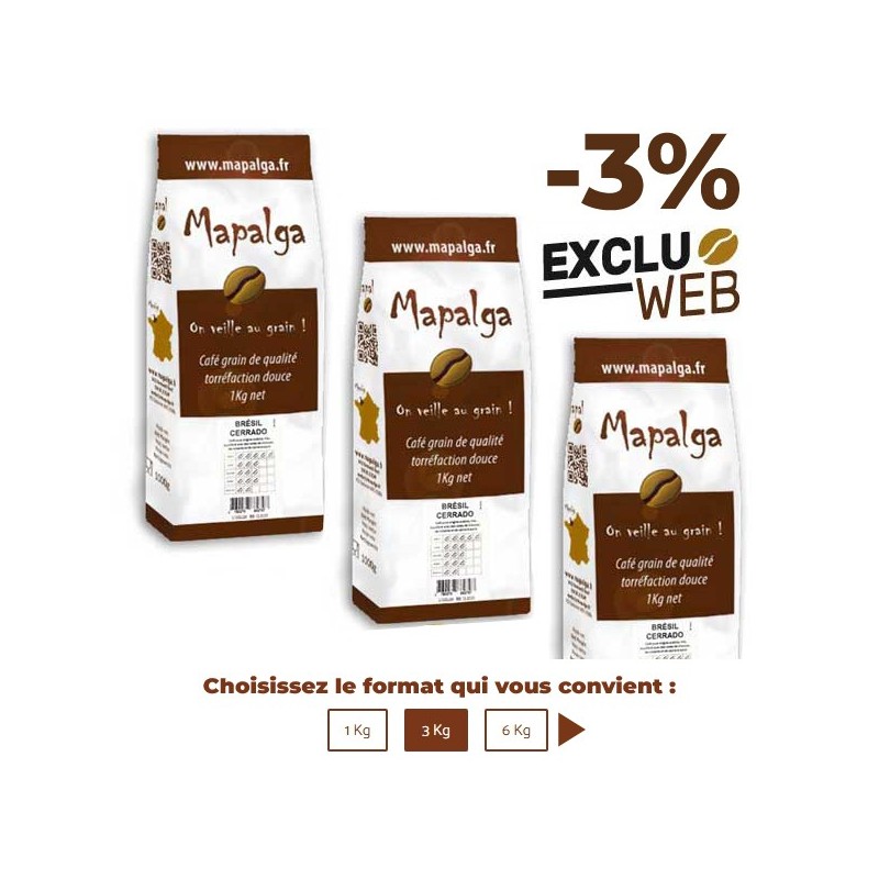 Café grain BRÉSIL CERRADO - 1Kg - MAPALGA