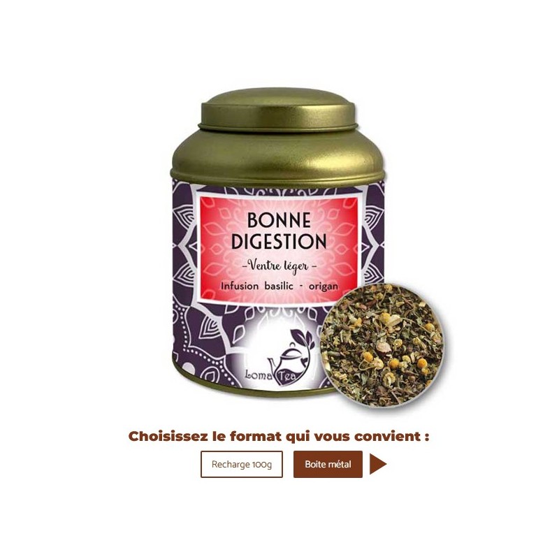 Infusion BONNE DIGESTION VRAC 100g - LOMATEA Infusion BONNE DIGESTION VRAC 100g - LOMATEA