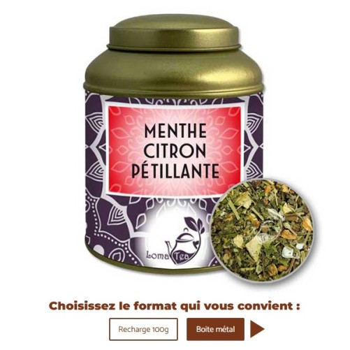 Infusion MENTHE CITRON PÉTILLANTE VRAC 100g - LOMATEA