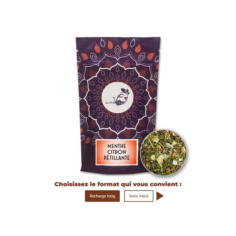 Infusion MENTHE CITRON PÉTILLANTE vrac 100g LOMATEA