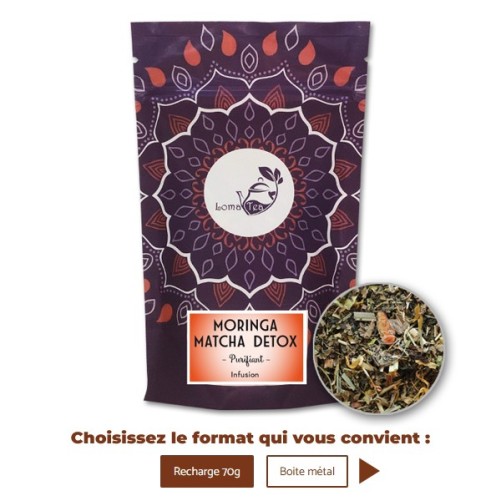 Infusion LOMATEA MORINGA MATCHA Détox vrac 70g