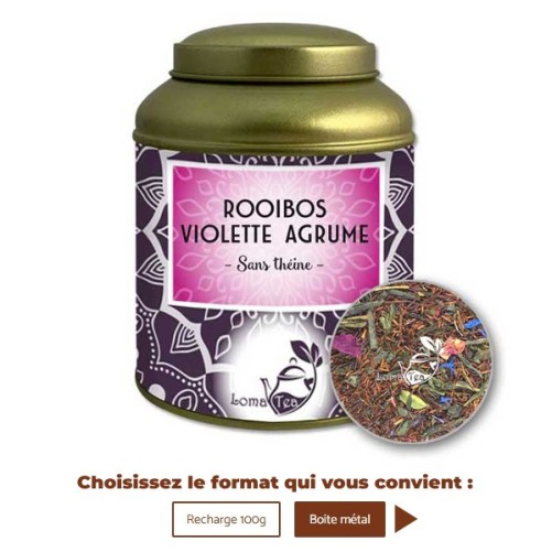 Rooibos VIOLETTE AGRUMES VRAC 100g - LOMATEA