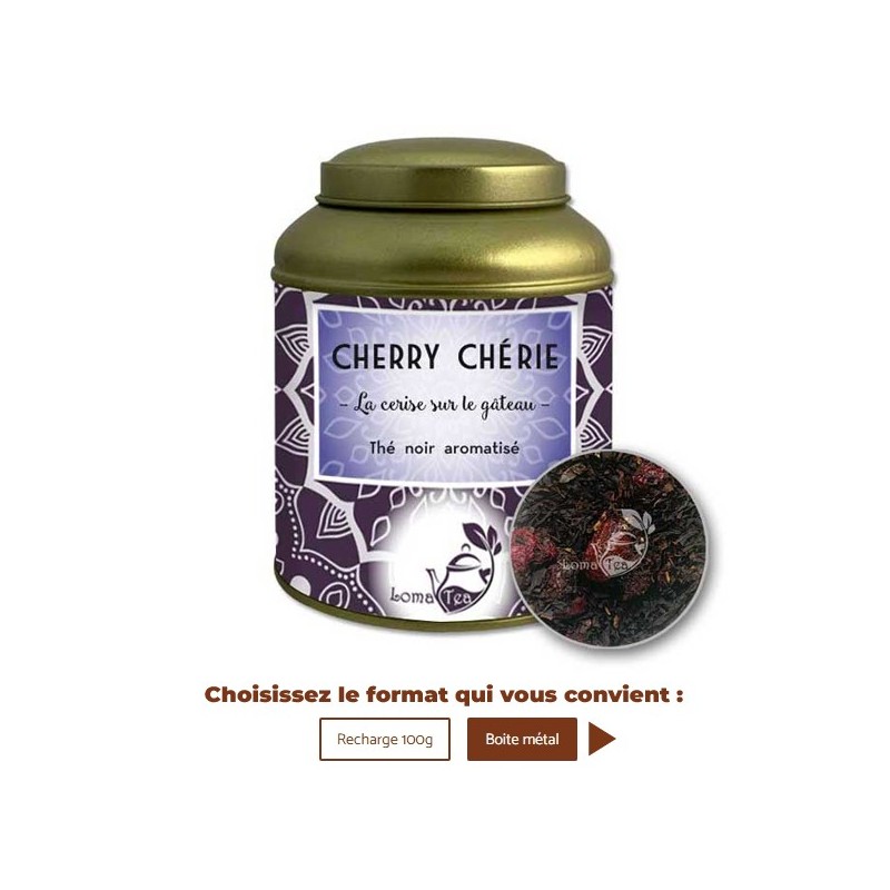 Thé noir CHERRY CHÉRIE VRAC 100g - LOMATEA Thé noir CHERRY CHÉRIE VRAC 100g - LOMATEA