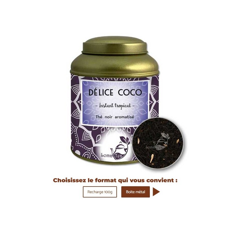 Thé noir DÉLICE COCO VRAC 100g - LOMATEA