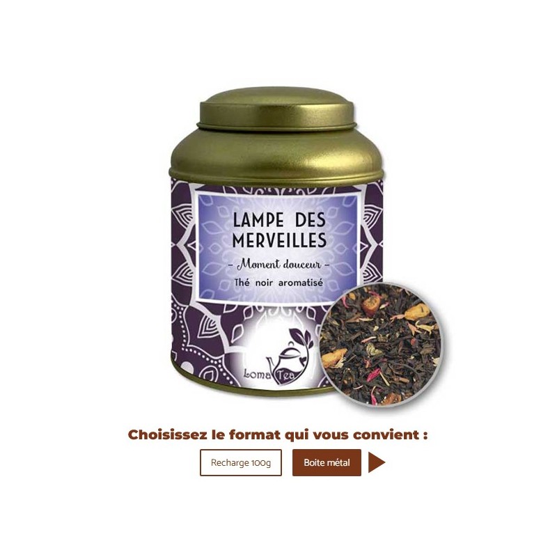 Thé noir LAMPE DES MERVEILLES VRAC 100g - LOMATEA Thé noir LAMPE DES MERVEILLES VRAC 100g - LOMATEA