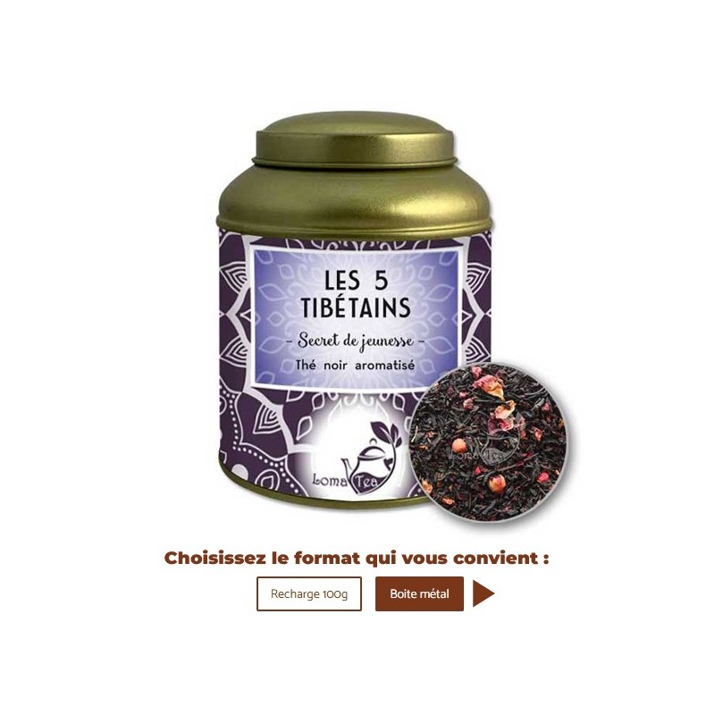 Thé noir LES 5 TIBÉTAINS VRAC 100g - LOMATEA