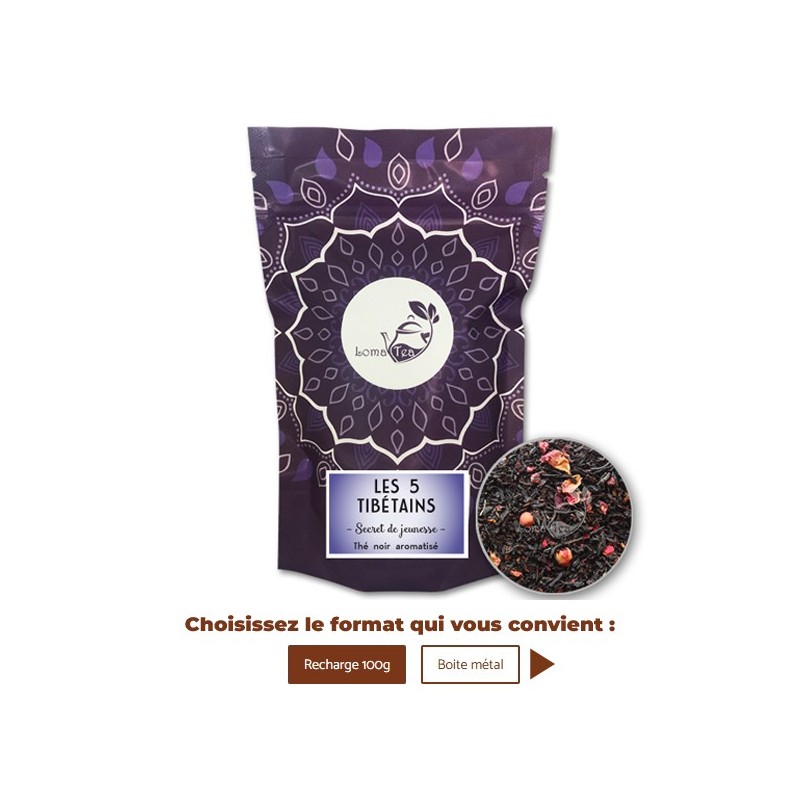 Thé noir LES 5 TIBÉTAINS VRAC 100g - LOMATEA