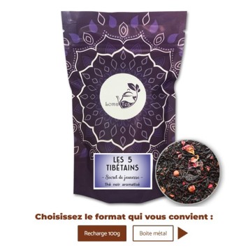 Thé noir vrac 100g LES 5 TIBÉTAINS - LOMATEA