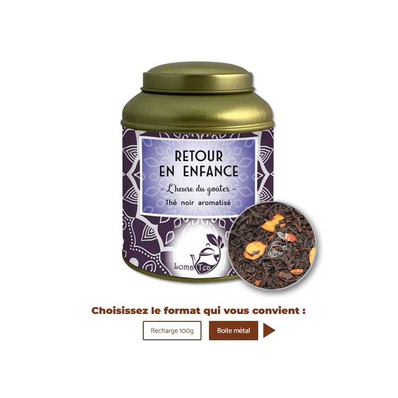Thé noir RETOUR EN ENFANCE VRAC 100g - LOMATEA Thé noir RETOUR EN ENFANCE VRAC 100g - LOMATEA