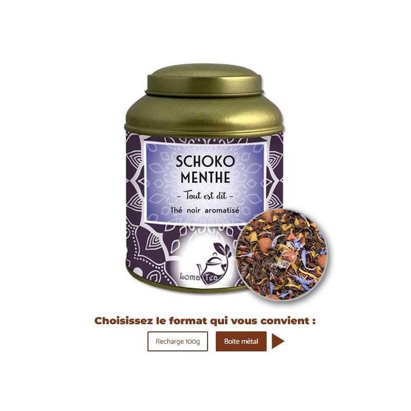 Thé noir SCHOKO MENTHE VRAC 100g - LOMATEA