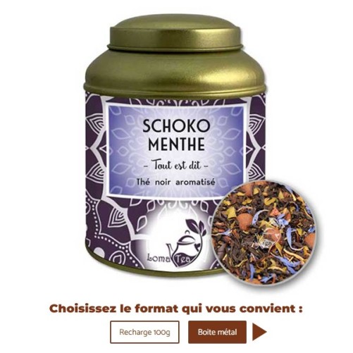 Thé noir SCHOKO MENTHE VRAC 100g - LOMATEA
