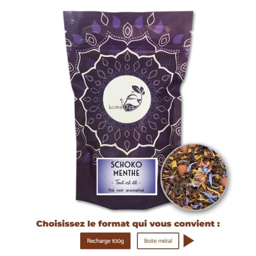 Thé noir SCHOKO MENTHE VRAC 100g - LOMATEA
