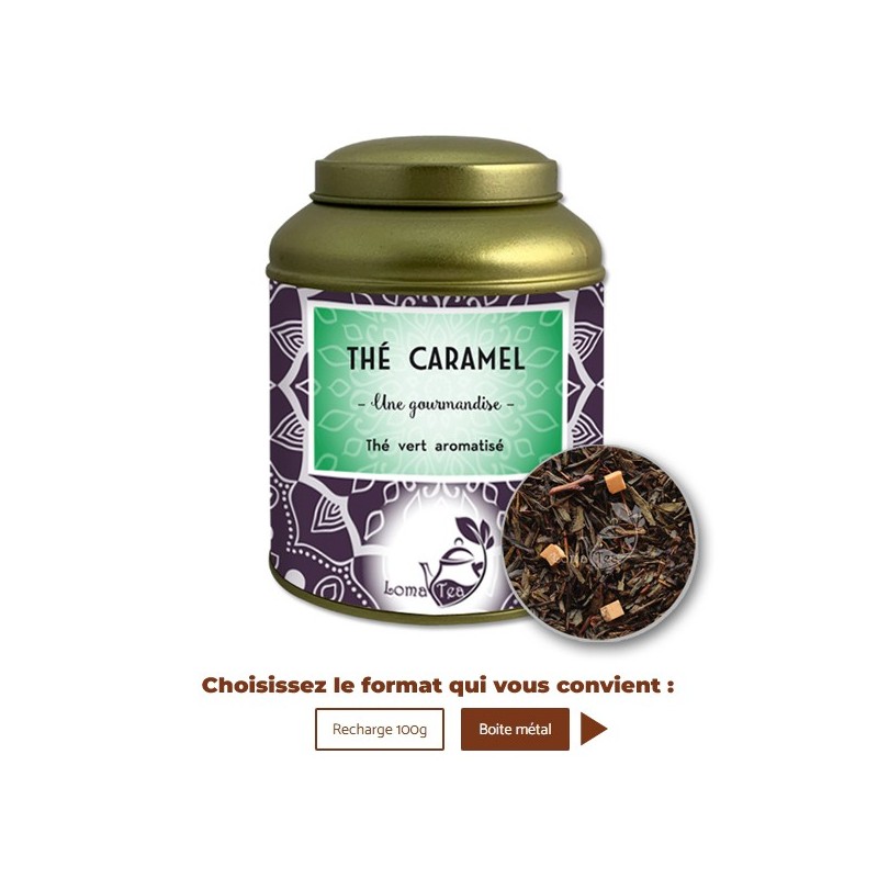 Thé vert au CARAMEL VRAC 100g - LOMATEA Thé vert au CARAMEL VRAC 100g - LOMATEA