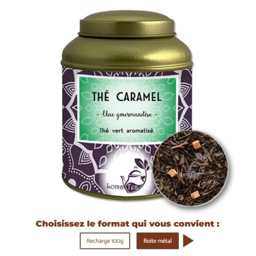 Thé vert au CARAMEL VRAC 100g - LOMATEA