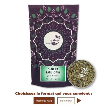 Thé vert SENCHA EARL GREY VRAC 100g - LOMATEA
