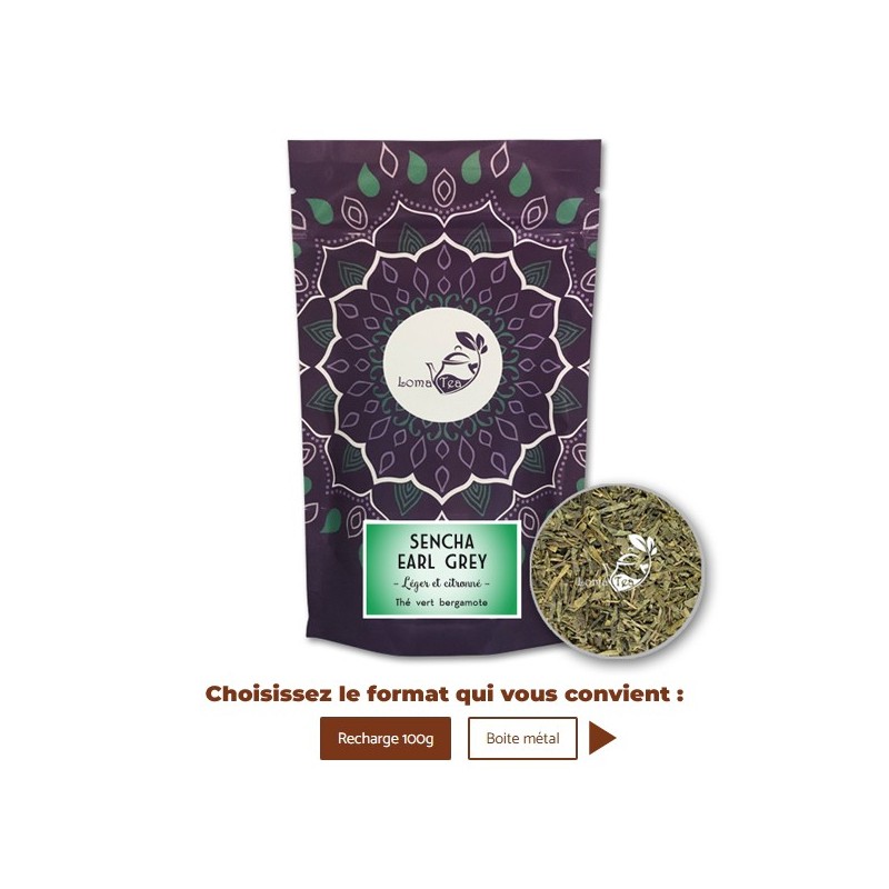 Thé vert SENCHA EARL GREY VRAC 100g - LOMATEA