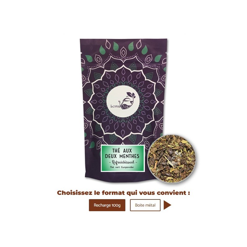 Thé vert DEUX MENTHES VRAC 100g - LOMATEA Thé vert DEUX MENTHES VRAC 100g - LOMATEA