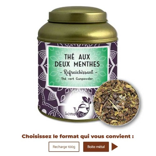 Thé vert DEUX MENTHES VRAC 100g - LOMATEA