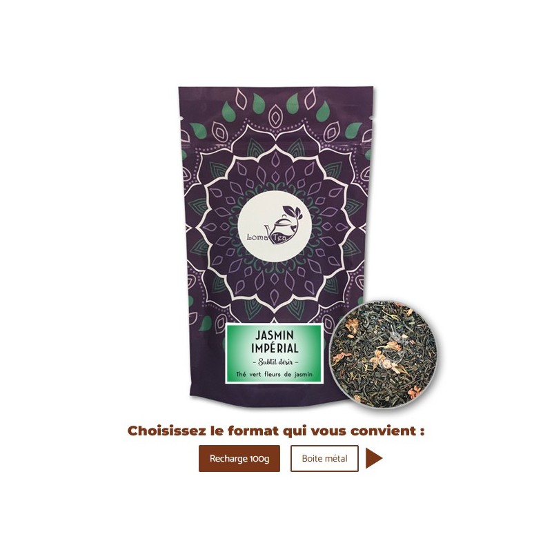Thé vert JASMIN IMPÉRIAL VRAC 100g - LOMATEA Thé vert JASMIN IMPÉRIAL VRAC 100g - LOMATEA