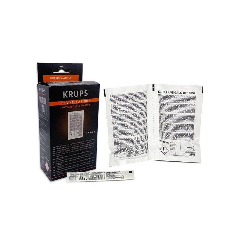 Détartrant anticalc F054 X 2 sachets détartrage et 1 bande de dureté - KRUPS