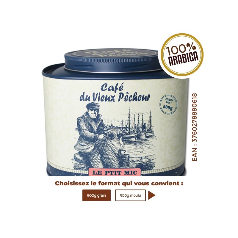 Boîte métal café LE PTIT MIC 500g - CAFÉ DU VIEUX PÊCHEUR