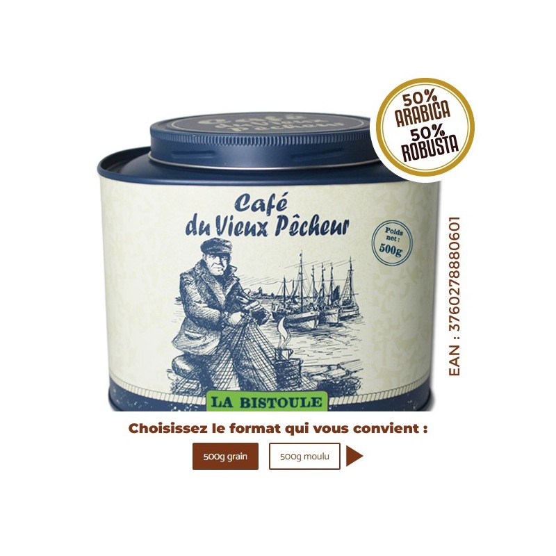 Boîte métal café LA BISTOULE 500g - CAFÉ DU VIEUX PÊCHEUR Boîte métal café LA BISTOULE 500g - CAFÉ DU VIEUX PÊCHEUR