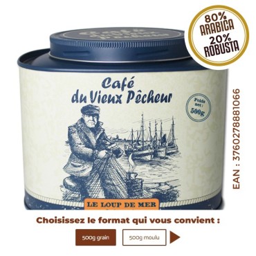 Boîte métal café LE LOUP DE MER 500g - CAFÉ DU VIEUX PÊCHEUR