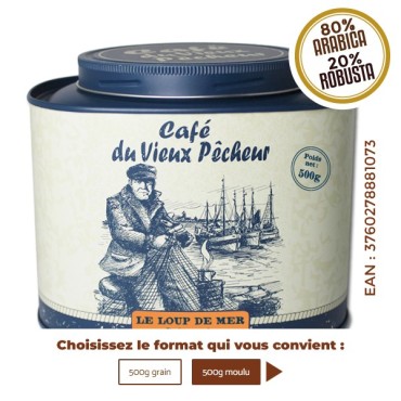 Boîte métal café LE LOUP DE MER 500g - CAFÉ DU VIEUX PÊCHEUR