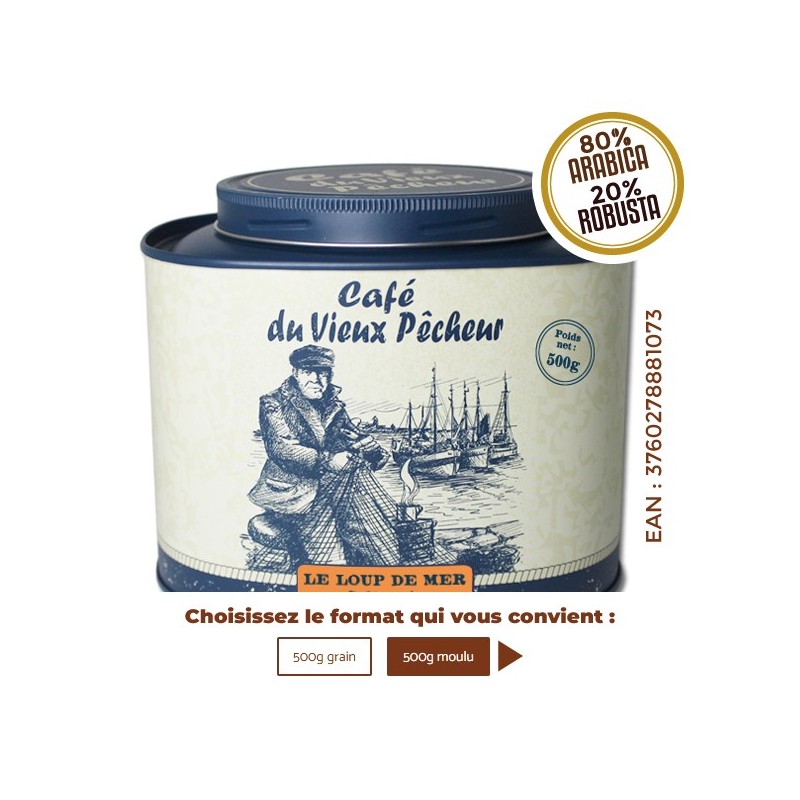 Boîte métal café LE LOUP DE MER 500g - CAFÉ DU VIEUX PÊCHEUR Boîte métal café LE LOUP DE MER 500g - CAFÉ DU VIEUX PÊCHEUR
