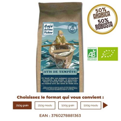 Café AVIS DE TEMPETE Bio  CAFÉ DU VIEUX PÊCHEUR