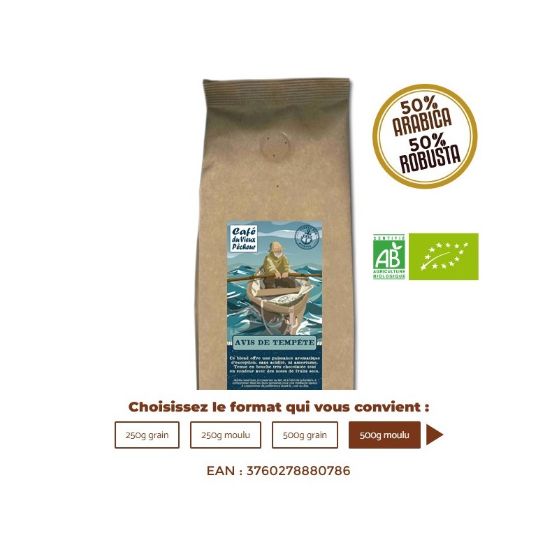 Café Bio AVIS DE TEMPÊTE - CAFÉ DU VIEUX PÊCHEUR Café Bio AVIS DE TEMPÊTE - CAFÉ DU VIEUX PÊCHEUR