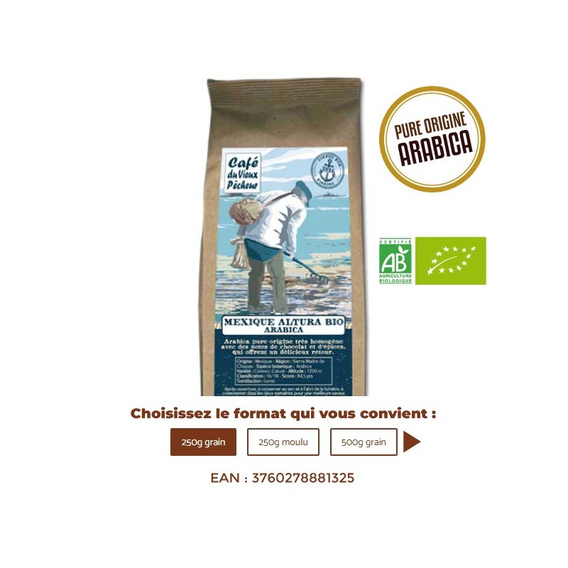 Café pure origine arabica MEXIQUE ALTURA - CAFÉ DU VIEUX PÊCHEUR Café pure origine arabica MEXIQUE ALTURA - CAFÉ DU VIEUX PÊCHEUR