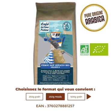 Café Bio pure origine arabica PÉROU SAN IGNACIO - CAFÉ DU VIEUX PÊCHEUR