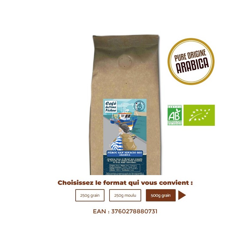 Café Bio pure origine arabica PÉROU SAN IGNACIO - CAFÉ DU VIEUX PÊCHEUR
