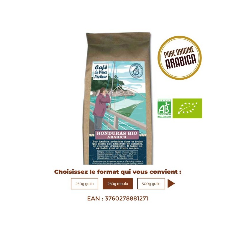 Café Bio pure origine arabica HONDURAS - CAFÉ DU VIEUX PÊCHEUR Café Bio pure origine arabica HONDURAS - CAFÉ DU VIEUX PÊCHEUR