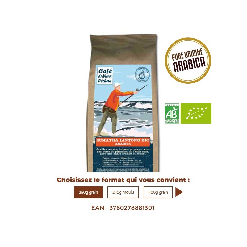 Café Bio pure origine SUMATRA  LINTONG - CAFÉ DU VIEUX PÊCHEUR