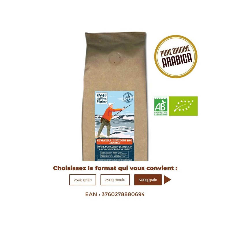 Café Bio pure origine arabica SUMATRA LINTONG - CAFÉ DU VIEUX PÊCHEUR Café Bio pure origine arabica SUMATRA LINTONG - CAFÉ DU VIEUX PÊCHEUR