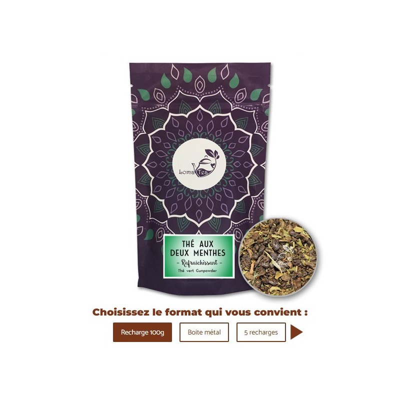Thé vert DEUX MENTHES VRAC 100g - LOMATEA